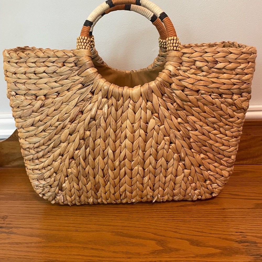Natural Woven Tote Poolside Bag